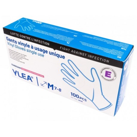 FOR938-Boîte de 100 gants vinyle non poudrés taille M